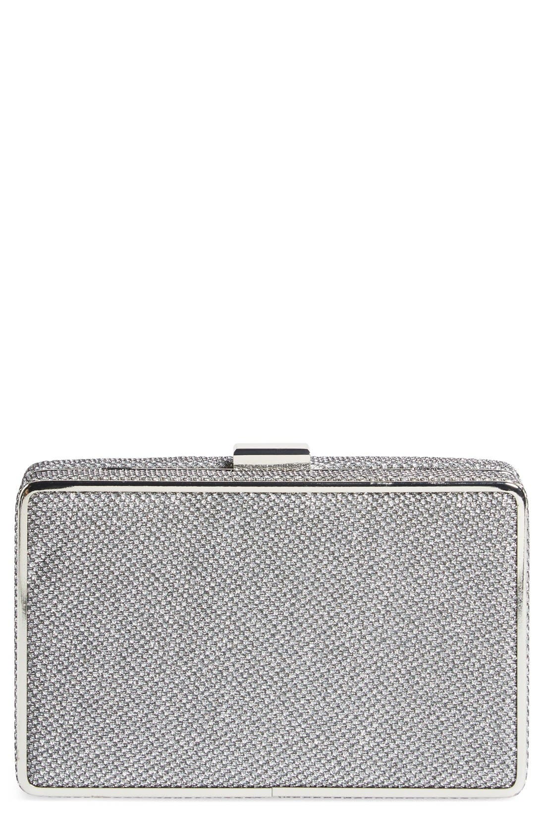 Metallic Box Clutch, Main, color, 42-SILVER