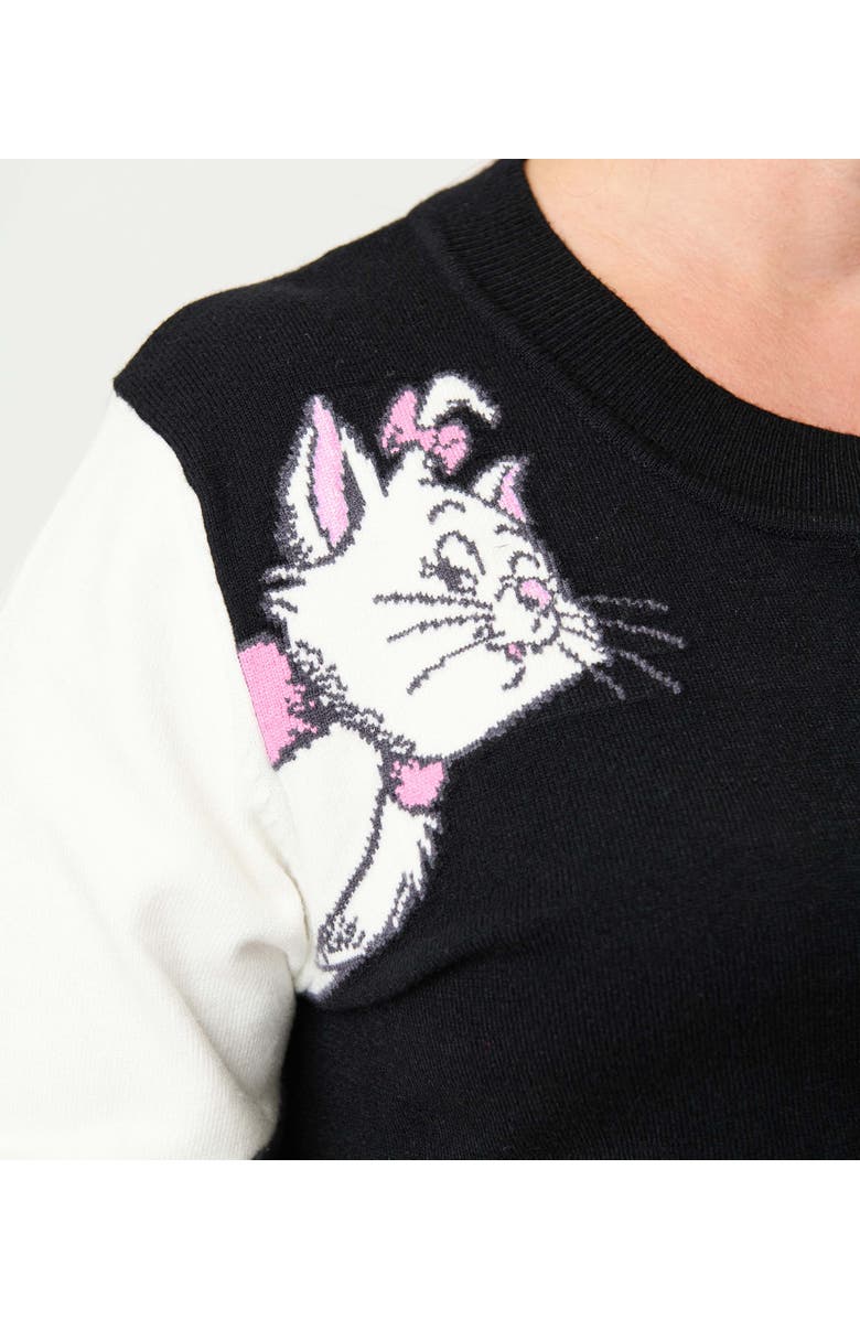 Unique Vintage Plus Size 1950s Cropped Cardigan, Alternate, color, Black & White Cat Print