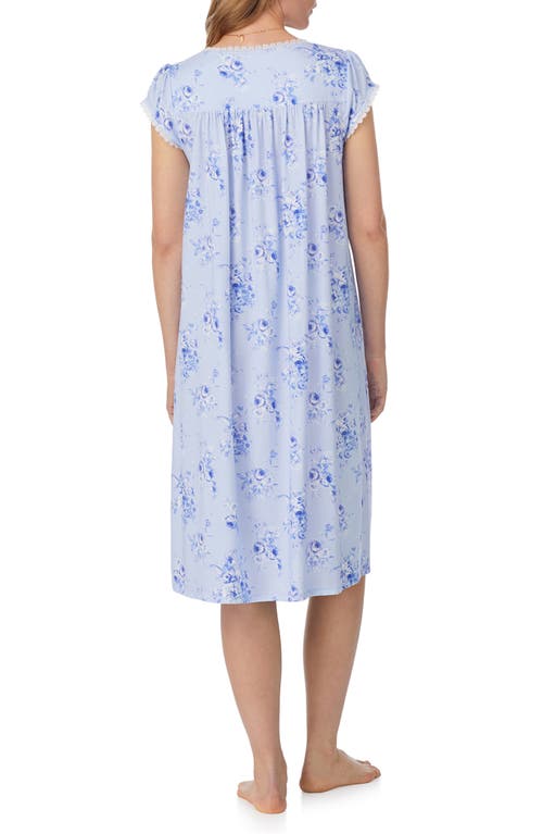 Eileen West Floral Cap Sleeve Waltz Nightgown In Blue/print