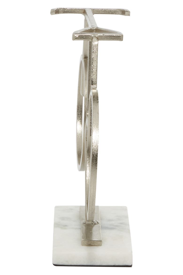 Silvertone Metal Bike Sculpture with Marble Base, Alternate, color, SILVER