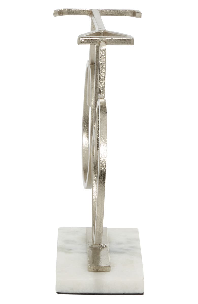 VIVIAN LUNE HOME Silvertone Metal Bike Sculpture with Marble Base, Alternate, color, Silver
