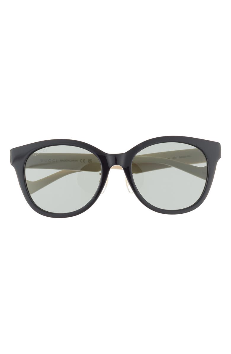 Gucci 56mm Round Sunglasses, Main, color, Black White Grey