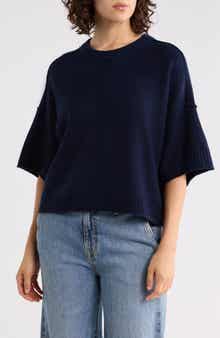 Halogen® Exposed Seam Drop Shoulder Sweater