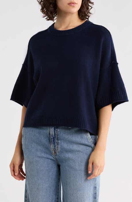 Halogen® Exposed Seam Drop Shoulder Sweater