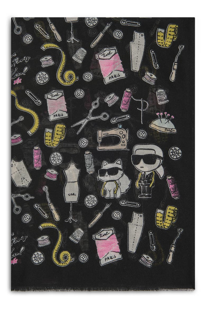 Choupette's Atelier Logo Scarf, Main, color, BLACK