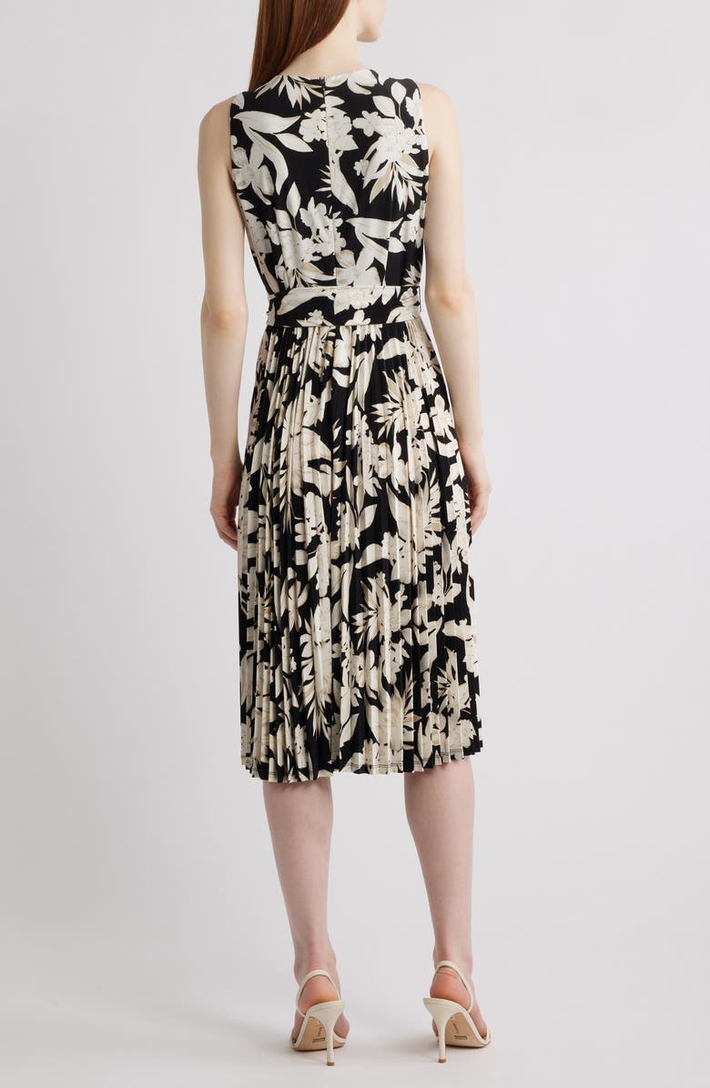 Anne Klein Floral Print Sleeveless Pleat Dress, Alternate, color,