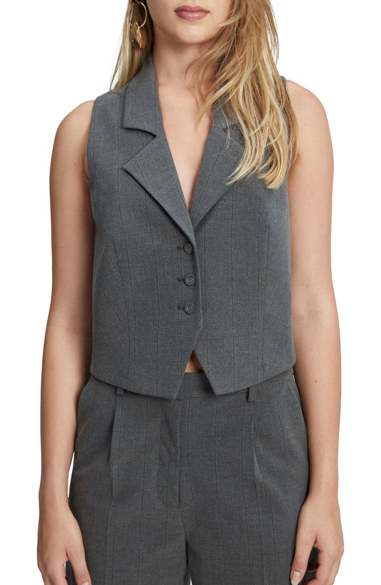 Bardot Rumour Pinstripe Notched Lapel Vest, Main, color,