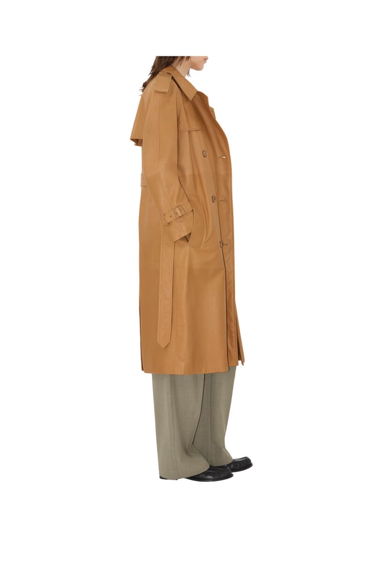 Long Leather Castleford Trench Coat, Alternate, color, Sepia brown