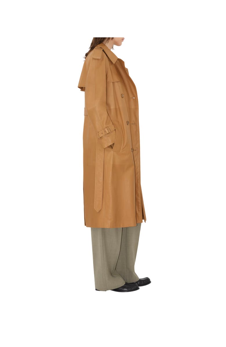 Burberry Long Leather Castleford Trench Coat, Alternate, color, Sepia