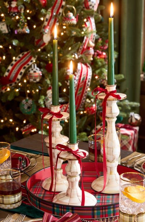 Mackenzie-childs Mackenzie Childs Small Mocha Check Candlestick Holder In Neutral