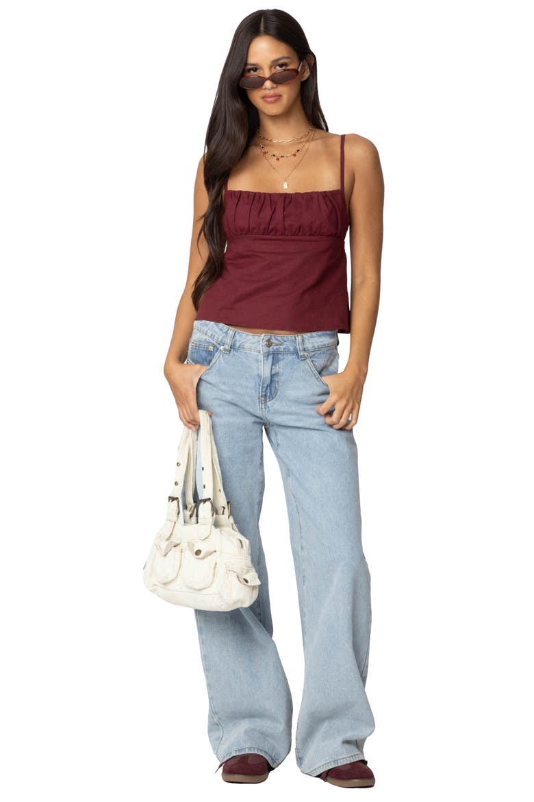 Open Back Cotton Top, Alternate, color, BURGUNDY