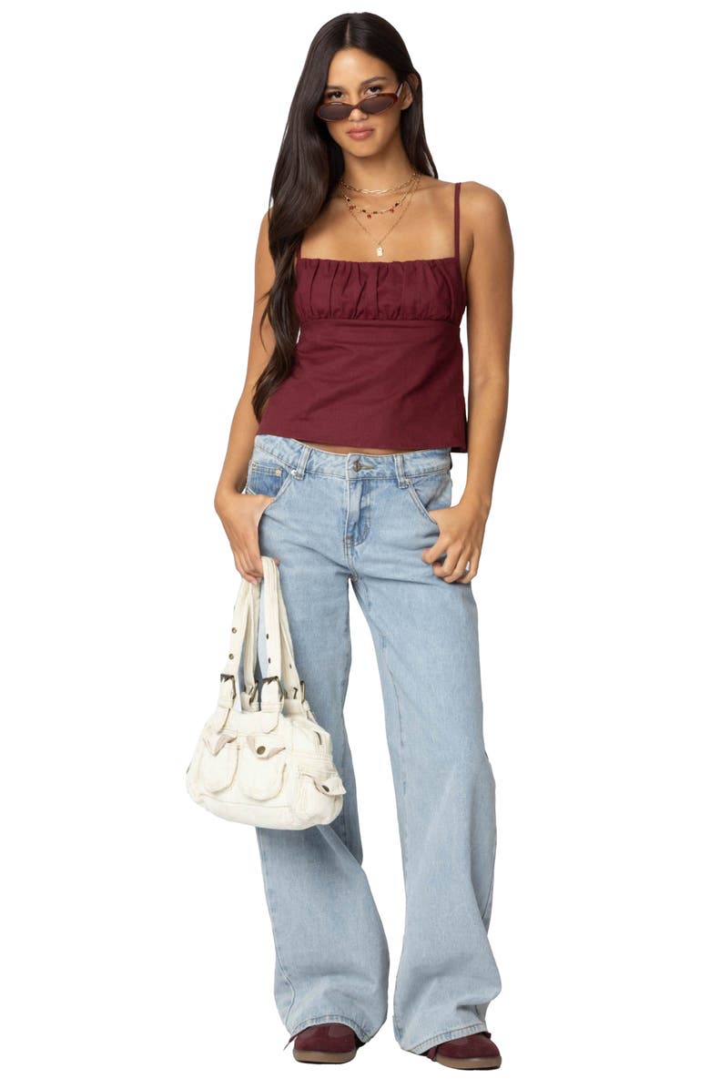 EDIKTED Open Back Cotton Top, Alternate, color, Burgundy