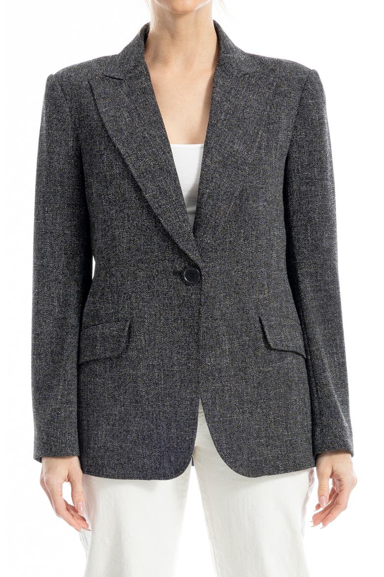 One Button Blazer, Main, color, BLACK MELANGE
