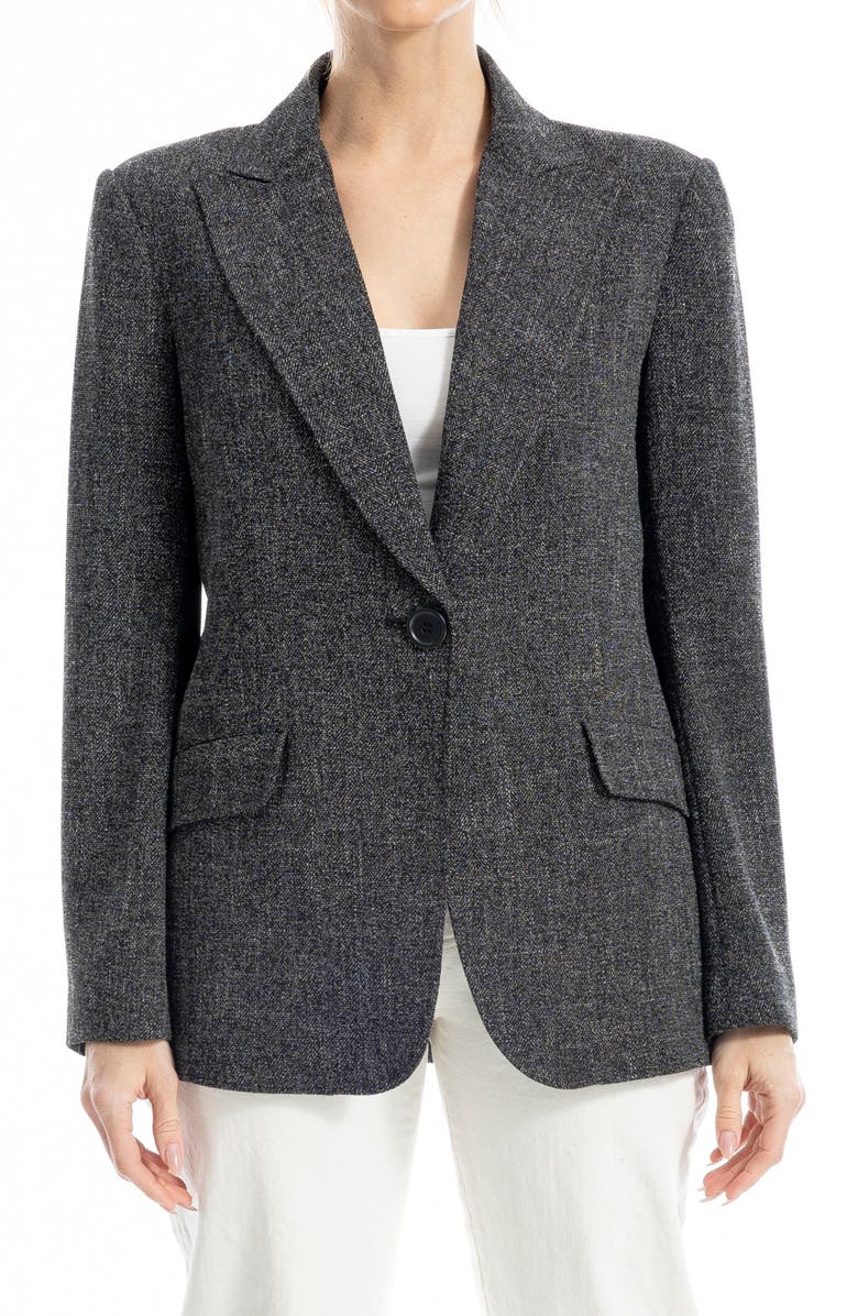 MAX STUDIO One Button Blazer, Main, color, Black Melange