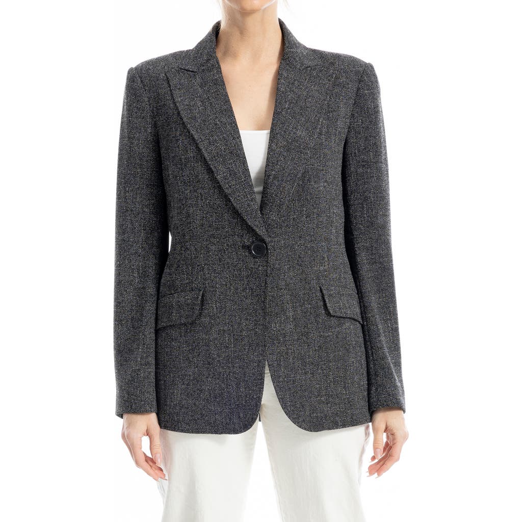 Max Studio One Button Blazer In Black Melange