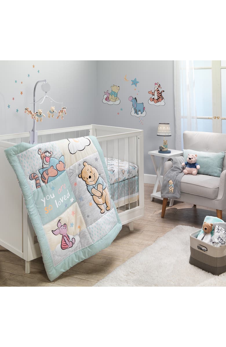 Lambs & Ivy Disney Baby Winnie the Pooh Hugs Soft Fleece Baby Blanket, Alternate, color, Gray