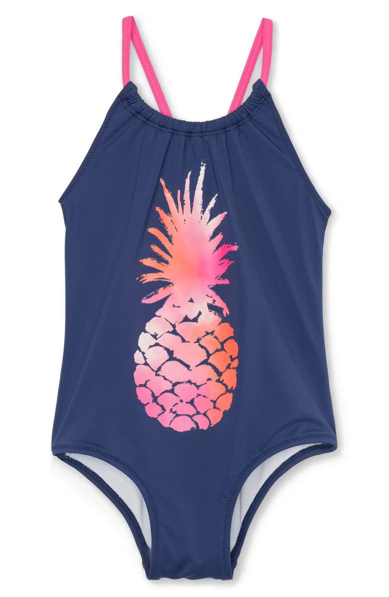 Hatley Kids' Party Pineapples One-Piece Swimsuit, Main, color, 