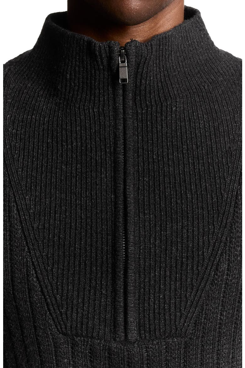 Ribbed Half Zip Sweater, Alternate, color, Jet Black Marl