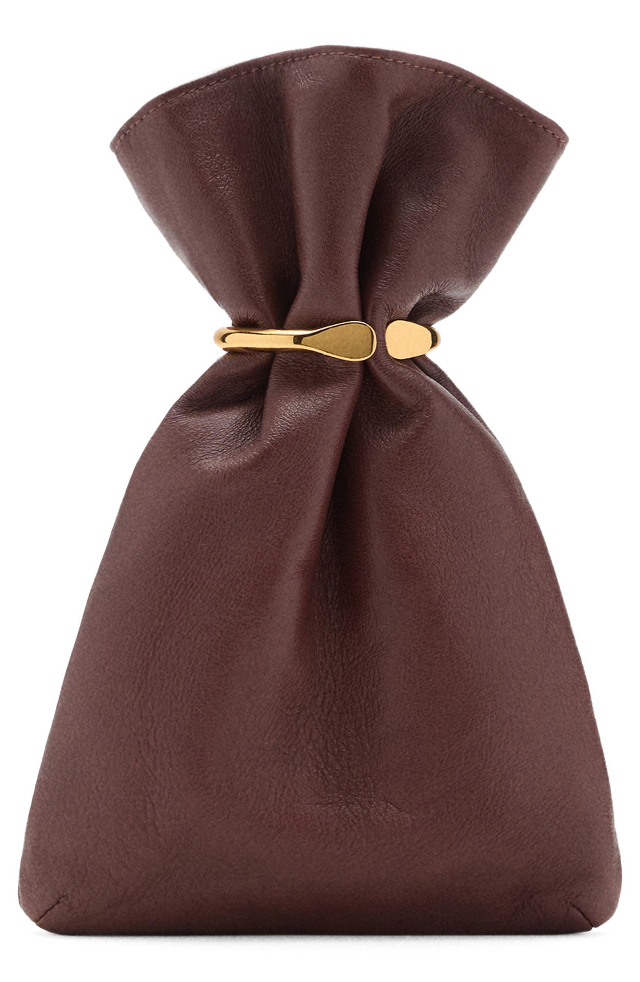 MANGO Leather Bucket Bag with Metallic Detail, Main, color, 