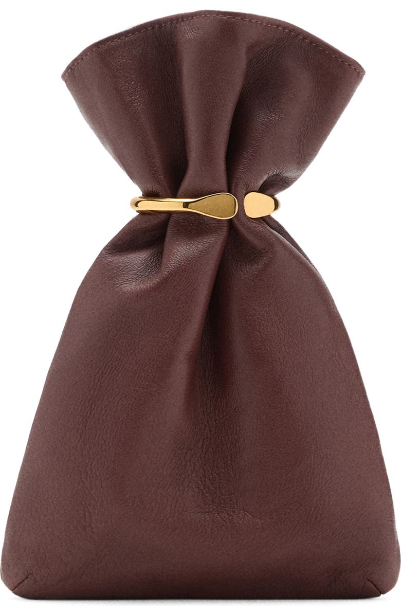 MANGO Leather Bucket Bag with Metallic Detail, Main, color,