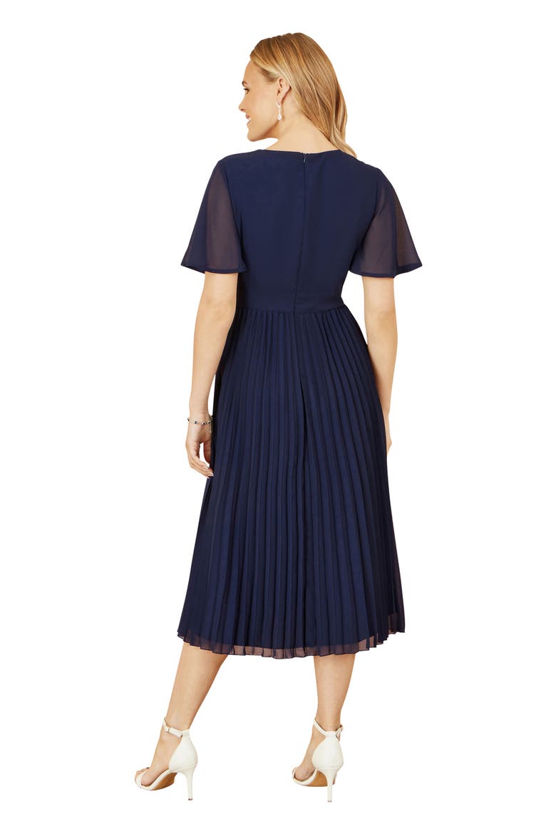 Sequin Embellished Pleated Midi Dress, Alternate, color, Navy