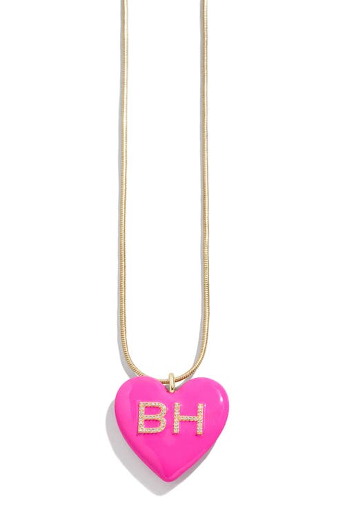 Baublebar Custom Initial Enamel Heart Pendant In Pink