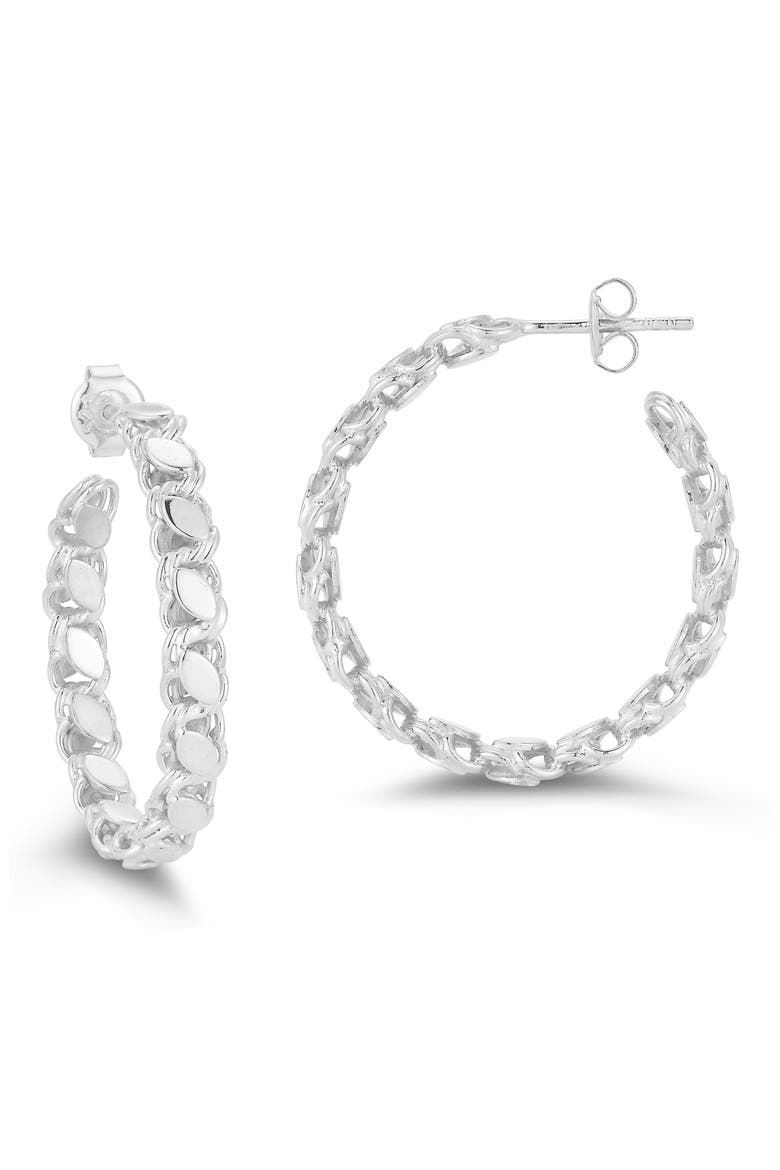 Large Textured Hoop Earrings, Main, color, SILVER
