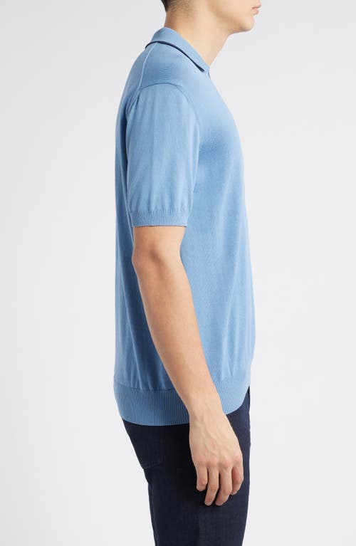 Canali Regular Fit Johnny Collar Polo In Light Blue