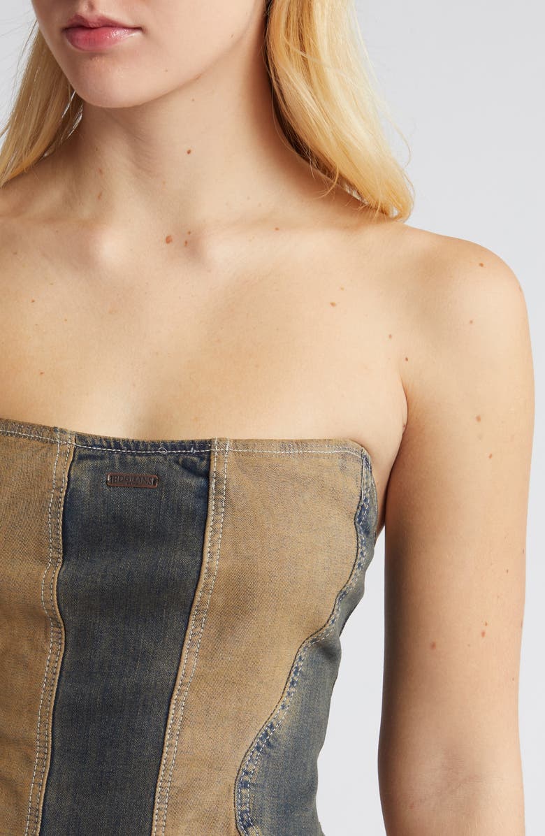 BDG Urban Outfitters Motocross Luna Paneled Denim Corset Top, Alternate, color, 
