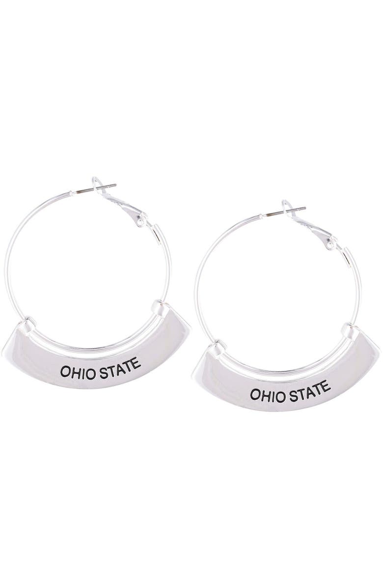 EMERSON STREET Ohio State Buckeyes Weller Silver Hoop Earrings, Main, color, Silver
