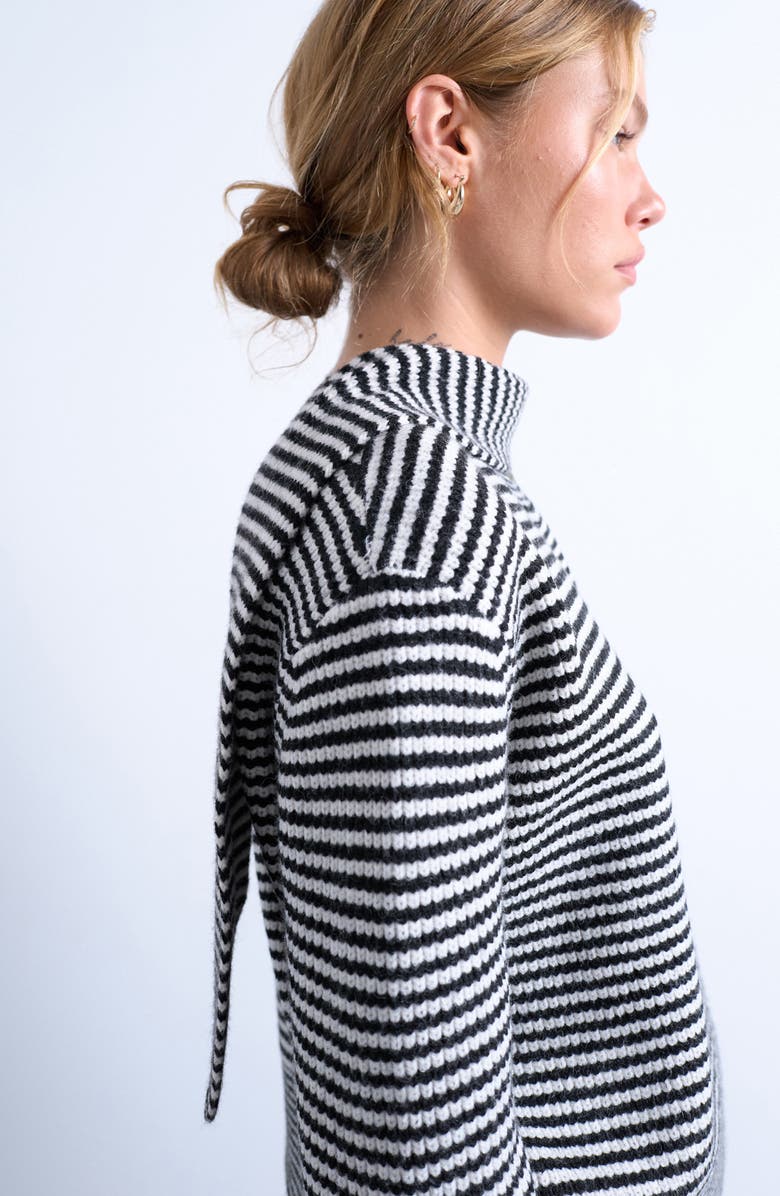 Topshop Stripe Scarf & Cardigan Set, Alternate, color, White Multi