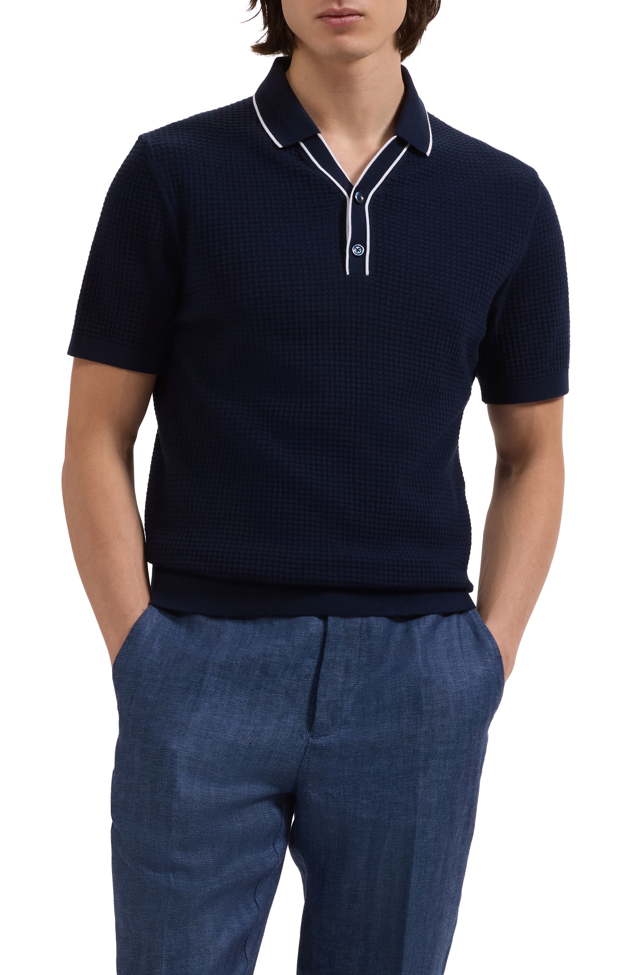 Waffle Stitch Polo Sweater - image 5