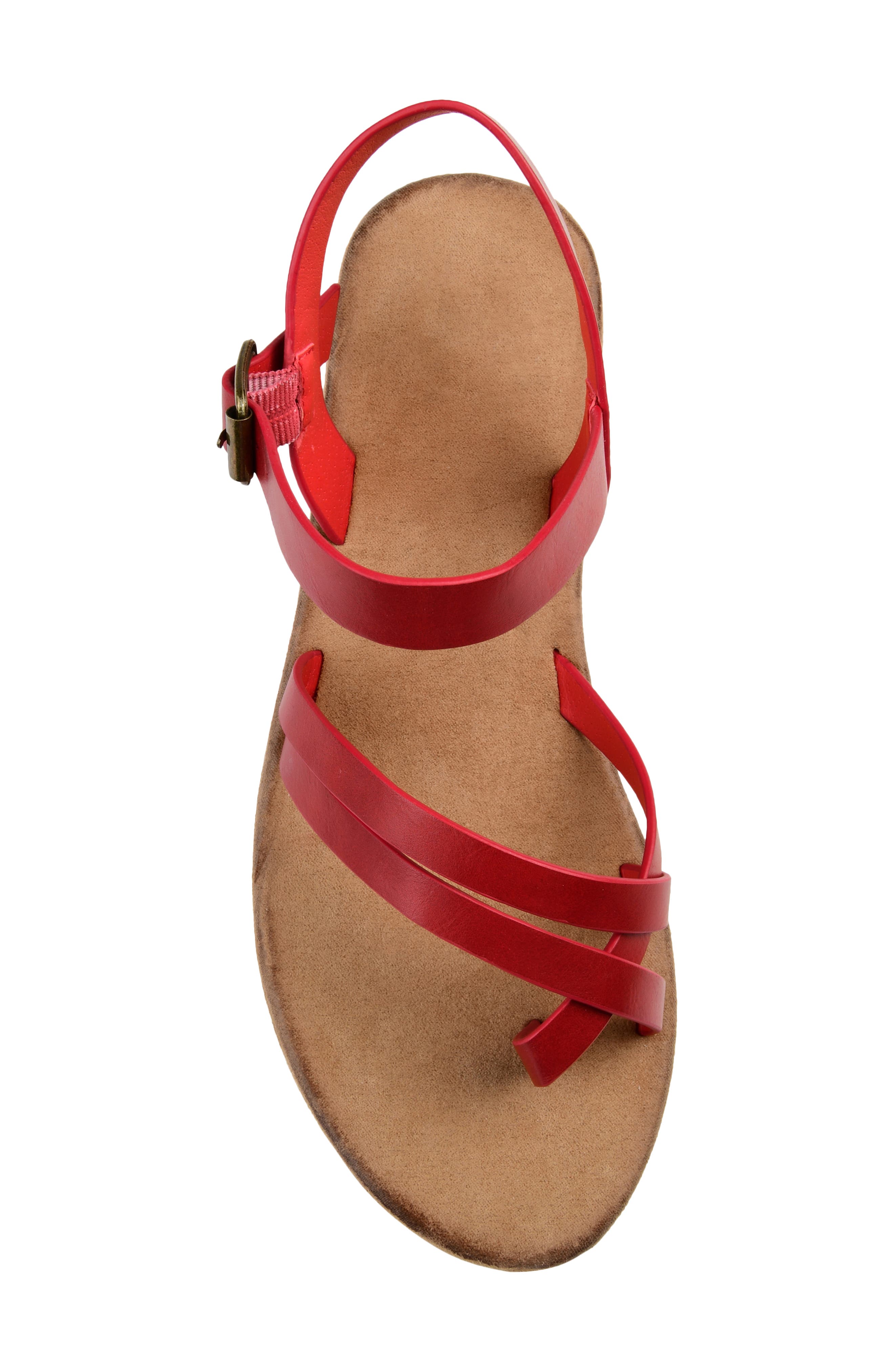 Journee Collection Vasek Strappy Flat Sandal, Alternate, color, Red