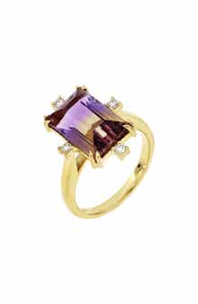 18K Yellow Gold Ametrine & Diamond Ring