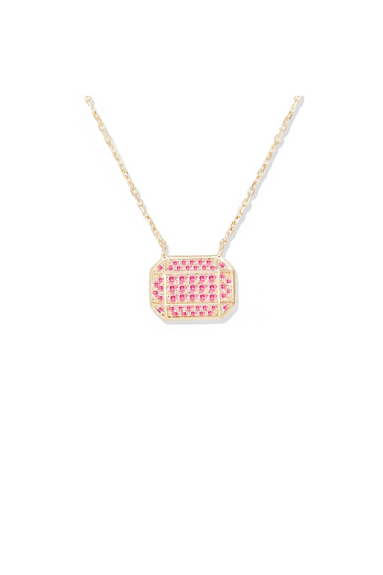 Spark Emerald Cut Charm Necklace, Main, color, Pink Sapphire-Gold