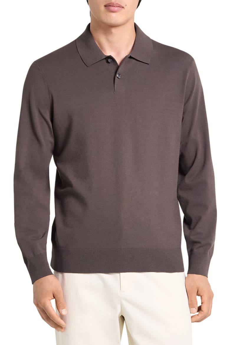 Goris Long Sleeve Polo, Main, color, CLASSIC BROWN - TXO
