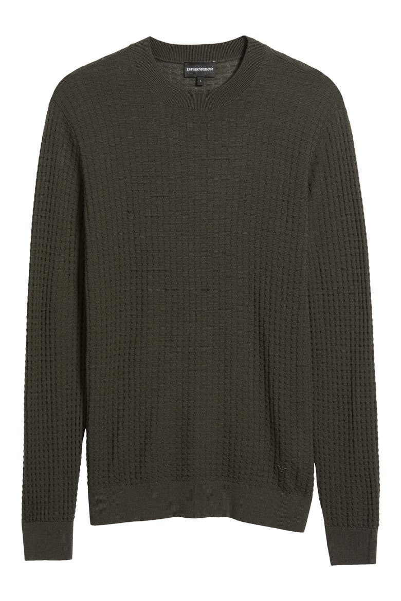 Textured Wool Crewneck Sweater, Alternate, color, GREEN