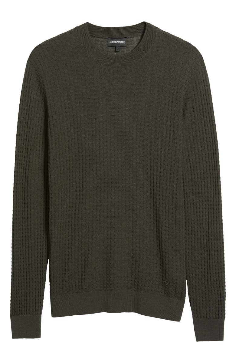 Emporio Armani Textured Wool Crewneck Sweater, Alternate, color, Green