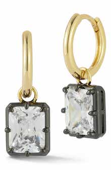Cubic Zirconia Drop Huggie Hoop Earrings