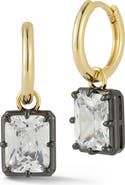 SPHERA MILANO Cubic Zirconia Drop Huggie Hoop Earrings