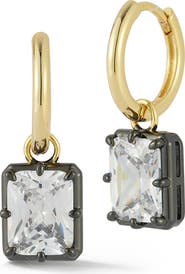 SPHERA MILANO Cubic Zirconia Drop Huggie Hoop Earrings
