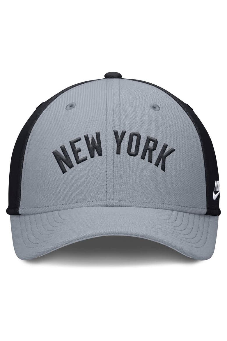 Men's Nike Gray/Navy New York Yankees Rise Swoosh Performance Flex Hat, Alternate, color, Gray