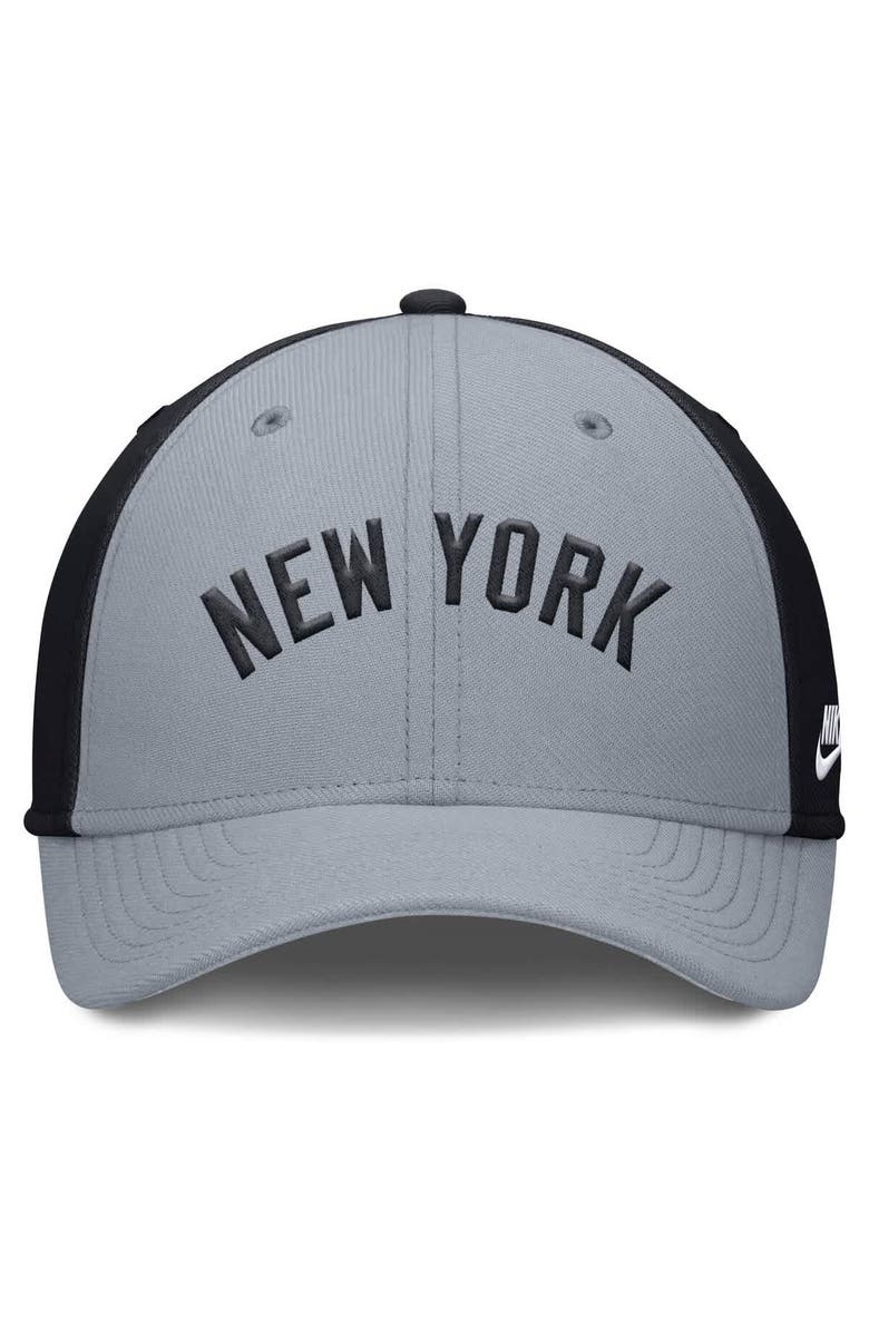 Nike Men's Nike Gray/Navy New York Yankees Rise Swoosh Performance Flex Hat, Alternate, color, Gray