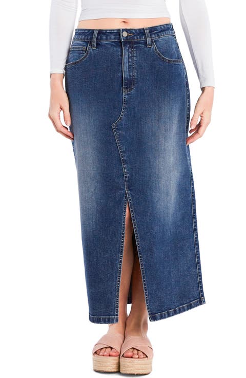 Split Hem Denim Midi Skirt