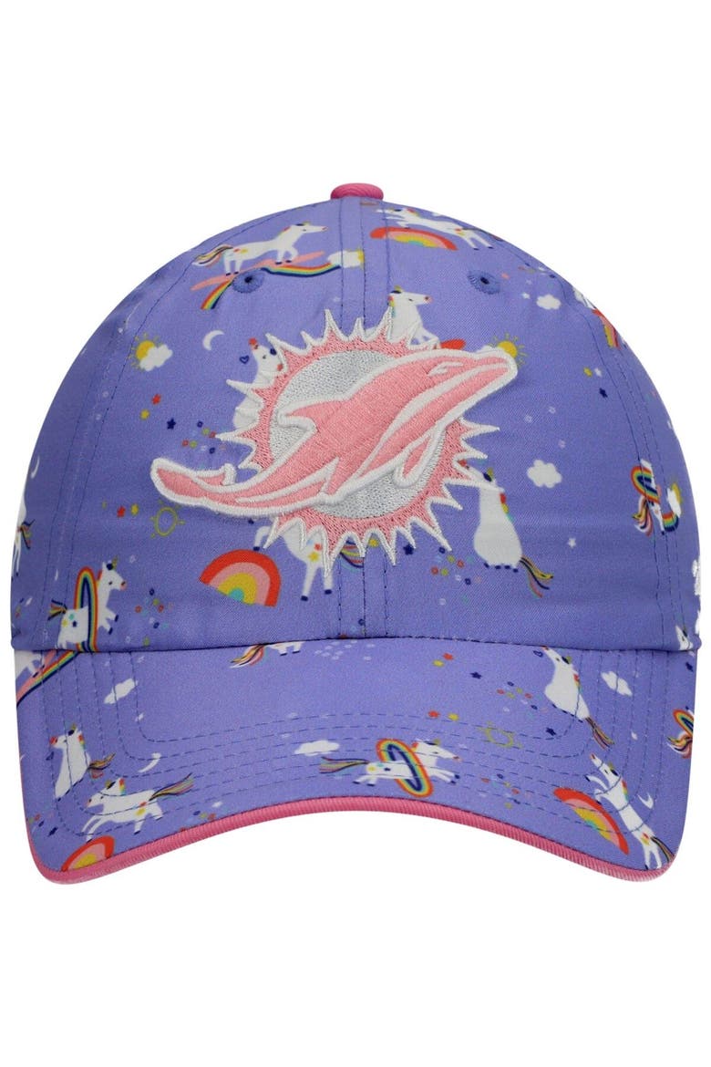 Girls Preschool '47 Purple Miami Dolphins Unicorn Clean Up Adjustable Hat, Alternate, color, Purple