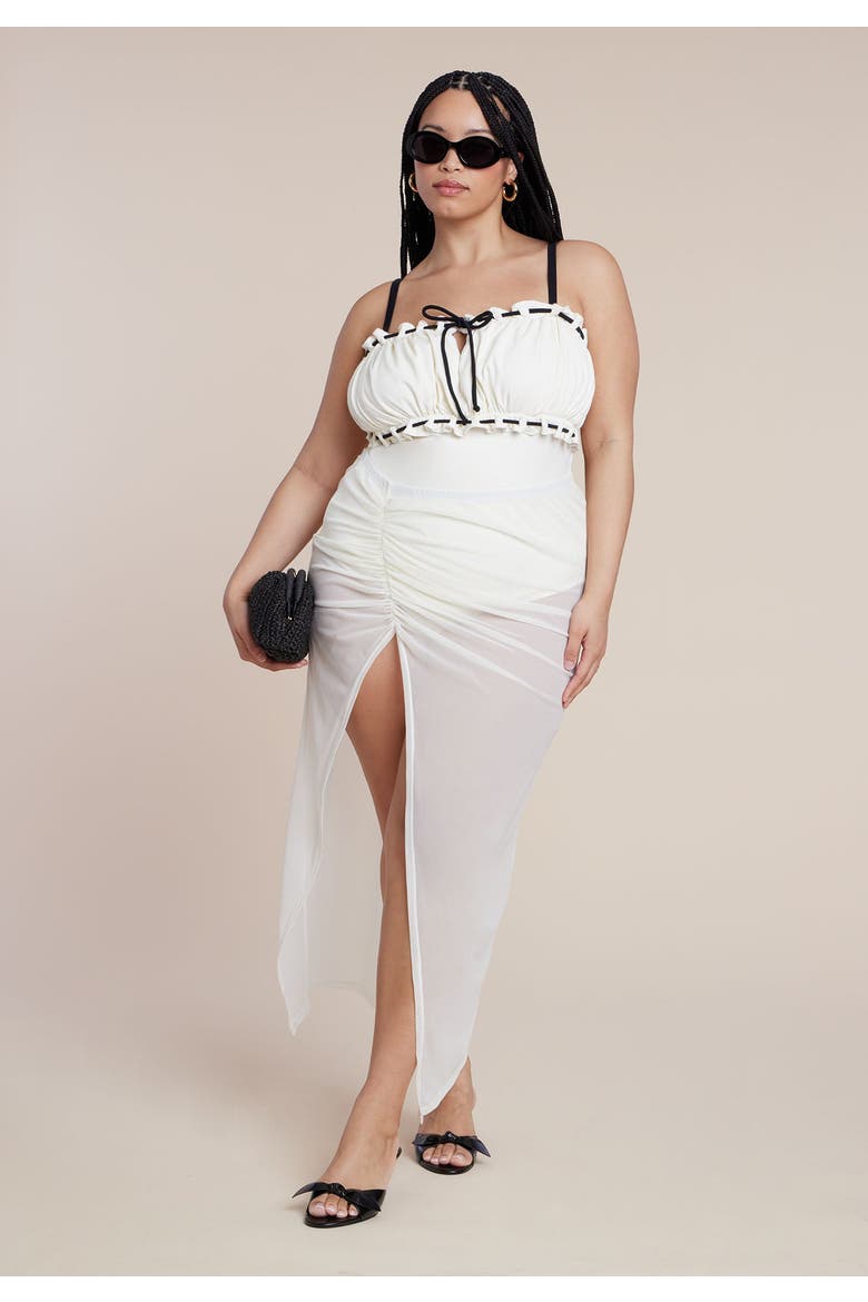 Ruched Bandeau One Piece, Alternate, color, COCONUT MILK