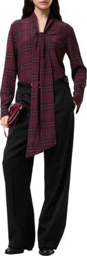 Burberry Check Silk Scarf Blouse