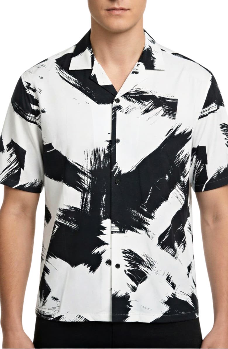 Report Collection Abstract Print Camp Shirt, Main, color,