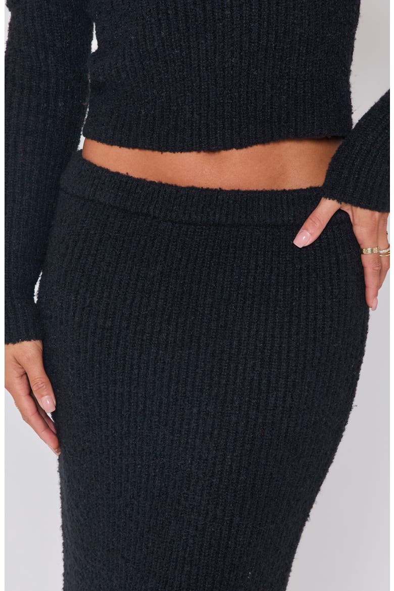 Ruby Flute Rib Maxi Skirt, Alternate, color, BLACK