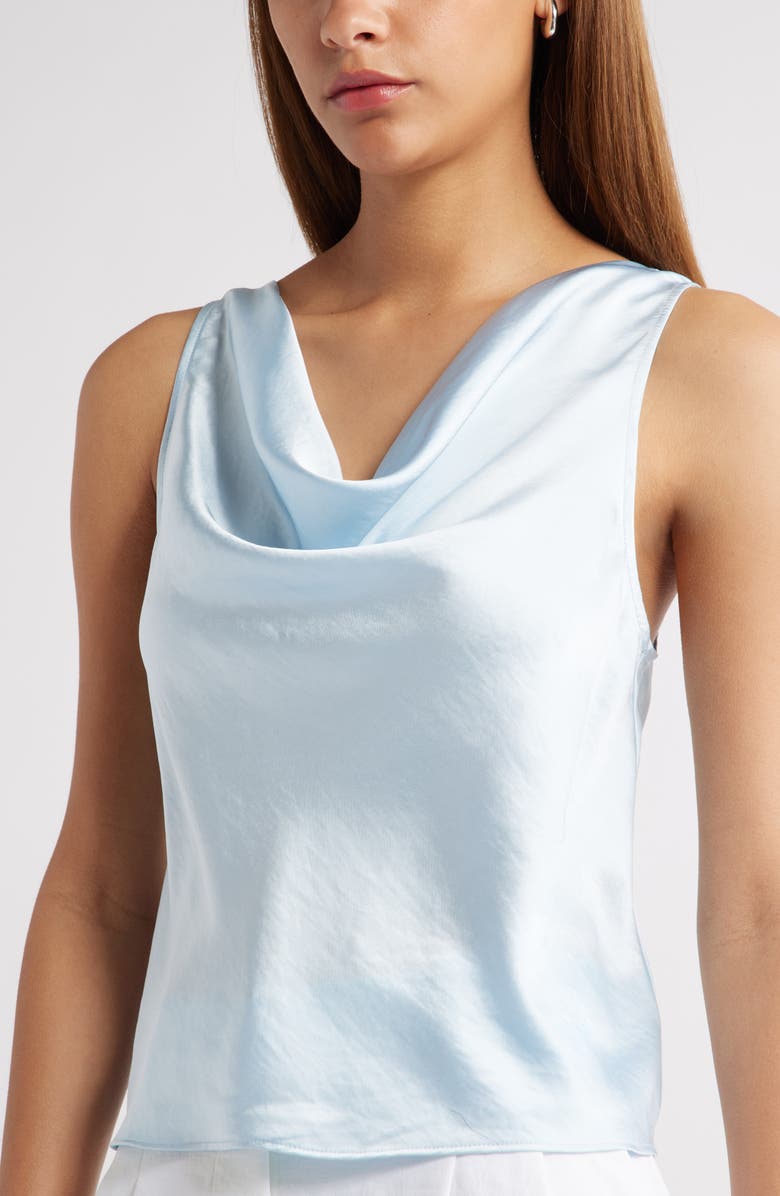 Open Edit Sleeveless Cowl Neck Satin Top, Alternate, color, Blue Delicate
